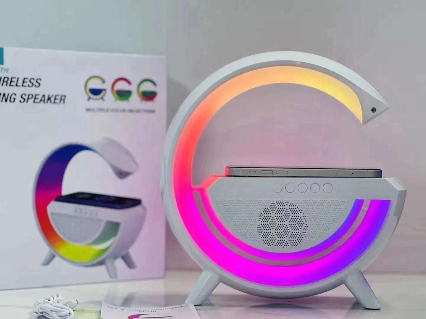 G- Shaped Led Wireless Charger Speaker